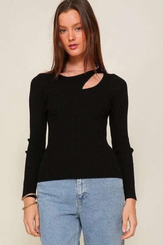 Cut Out Long Sleeve Sweater Top