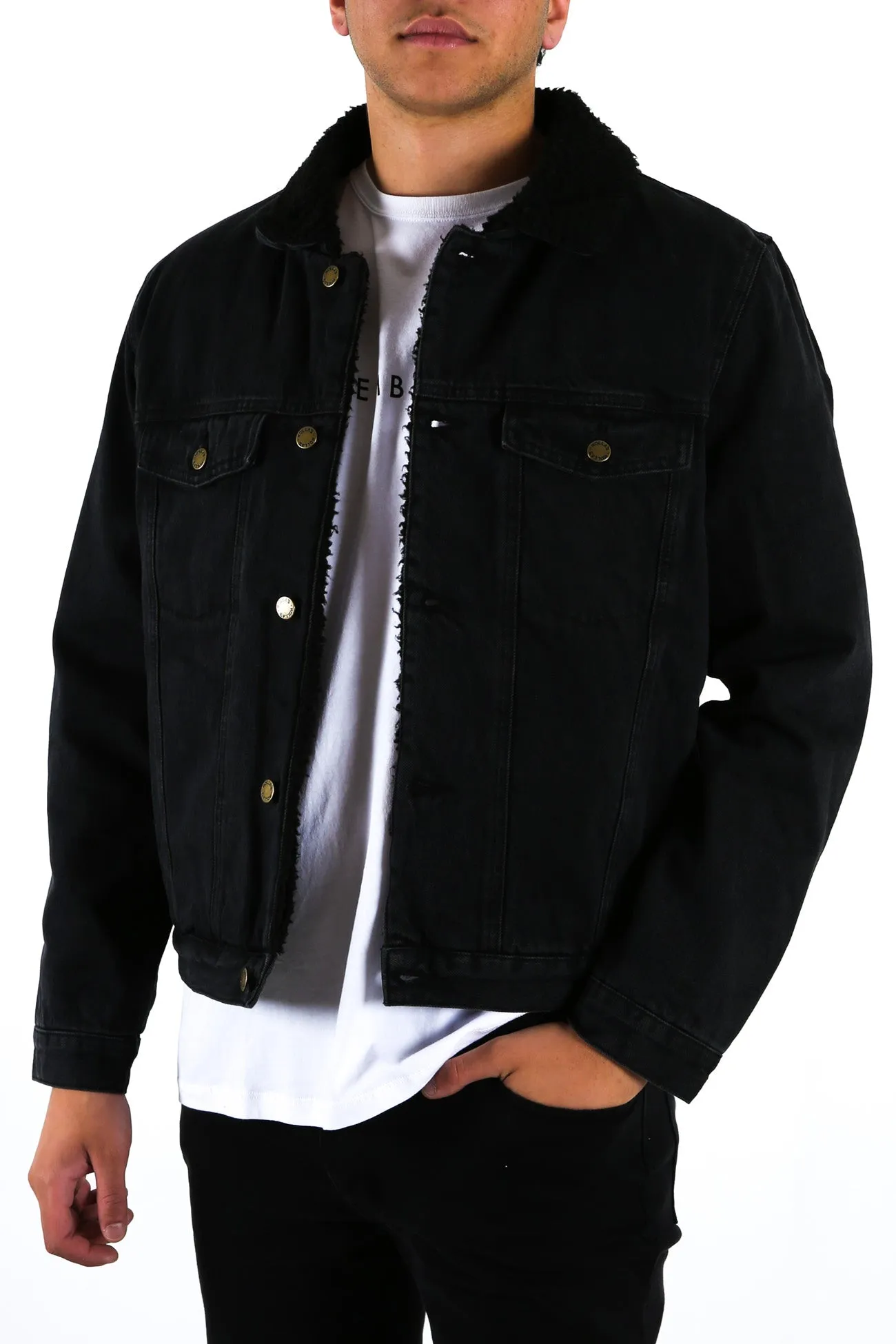 Denim Sherpa Jacket Washed Black