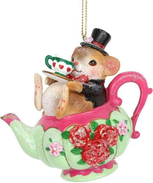 Dormouse in a Tea Pot Christmas Tree Decoration