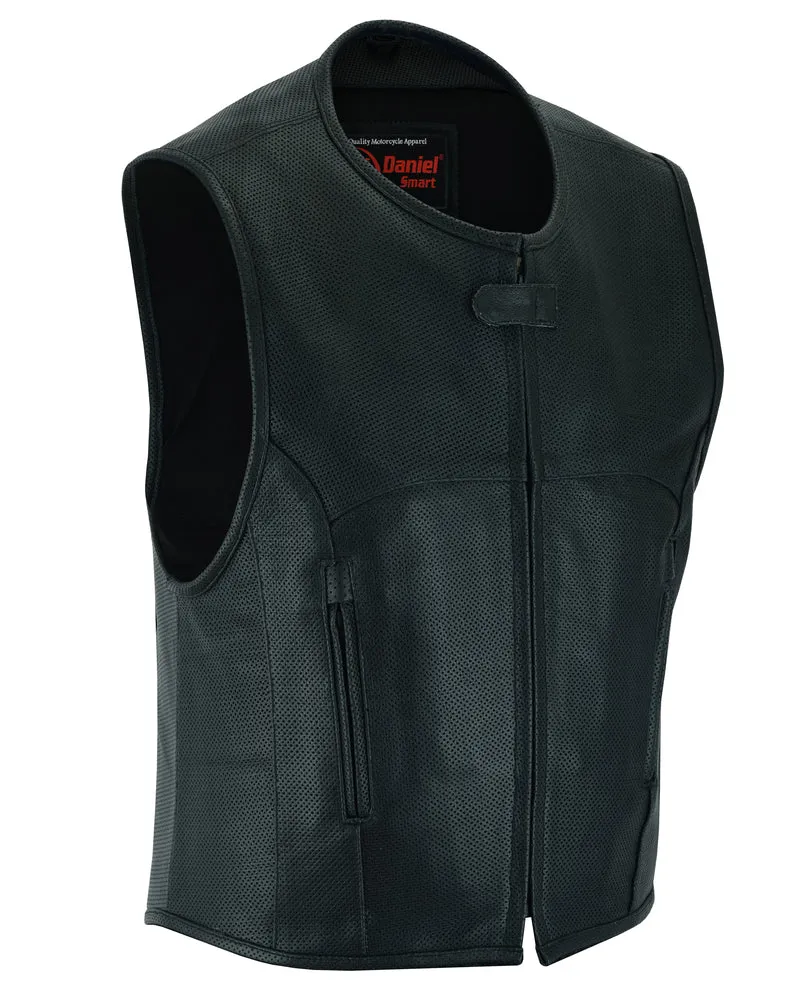 DS004 Men's Updated Perforated SWAT Team Style Leather Vest