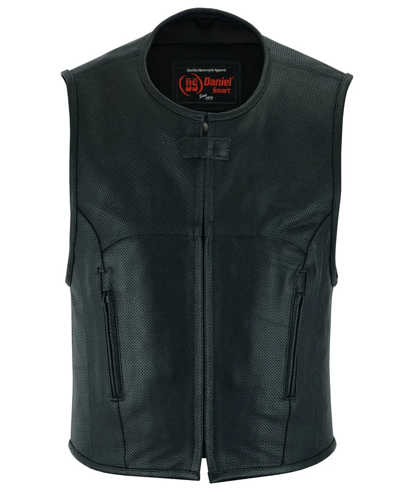 DS004 Men's Updated Perforated SWAT Team Style Leather Vest