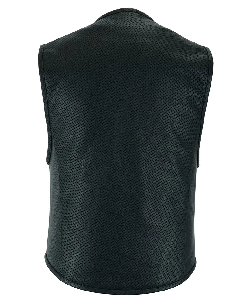 DS004 Men's Updated Perforated SWAT Team Style Leather Vest