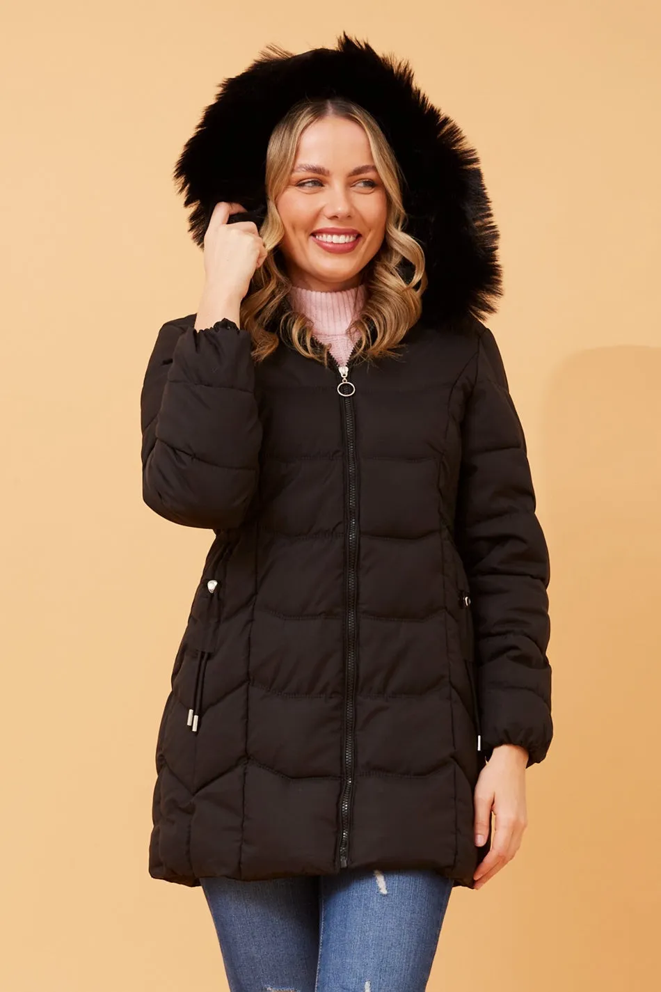 ELAINE FUR HOOD PUFFER COAT