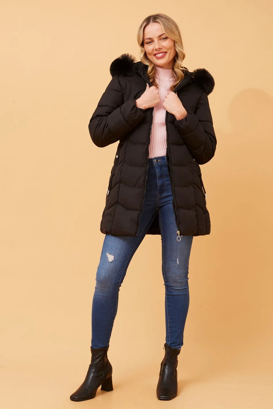 ELAINE FUR HOOD PUFFER COAT