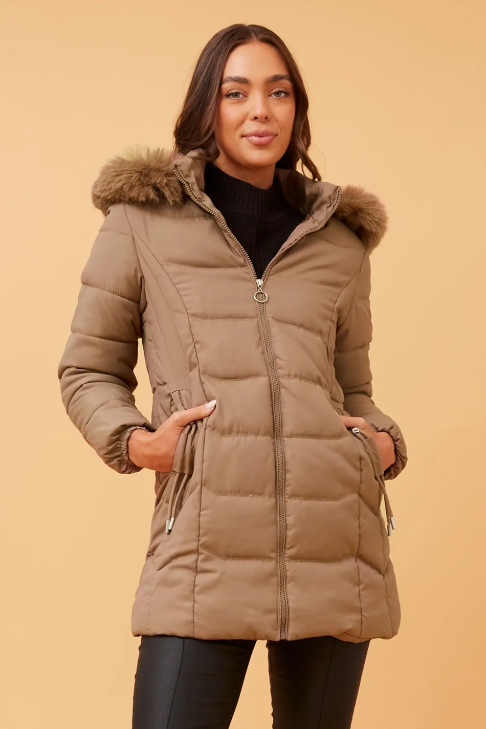 ELAINE FUR HOOD PUFFER COAT