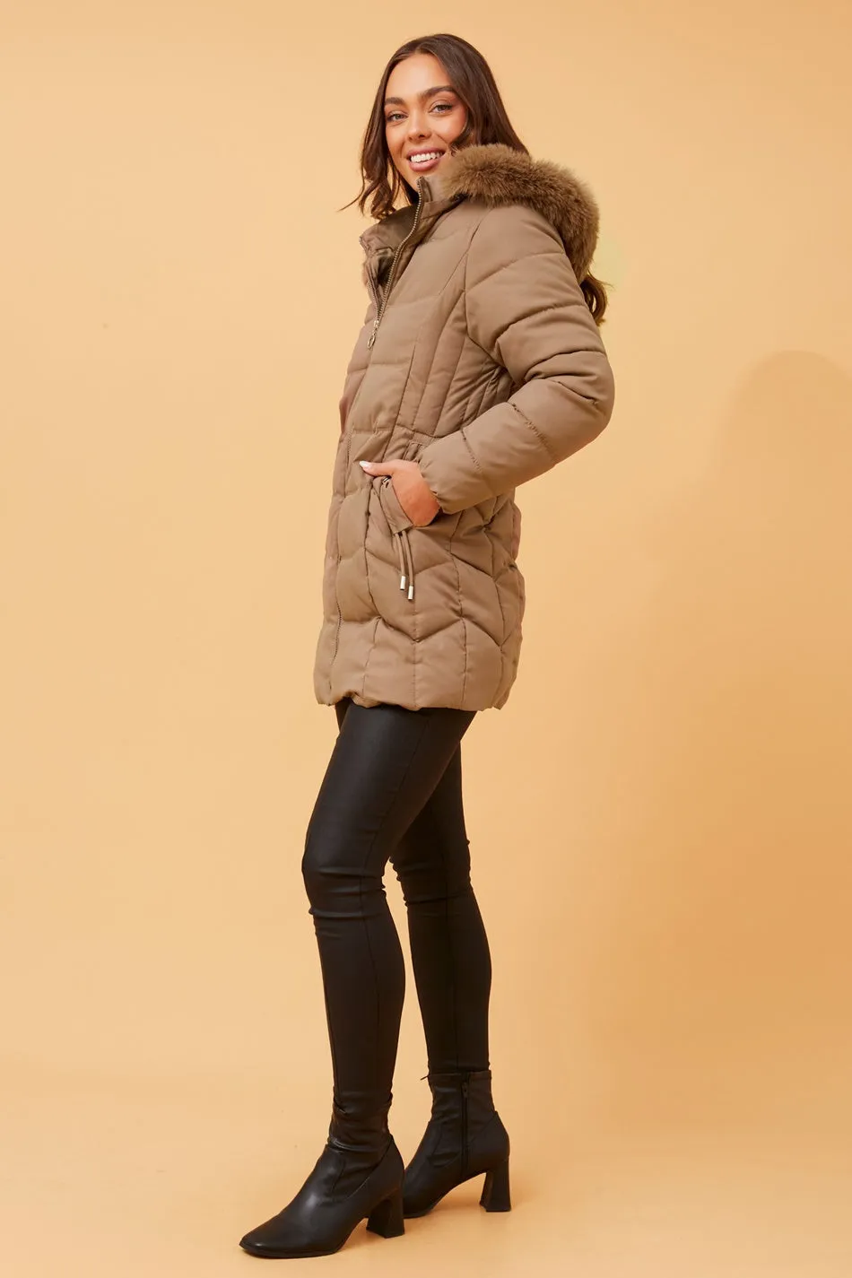 ELAINE FUR HOOD PUFFER COAT