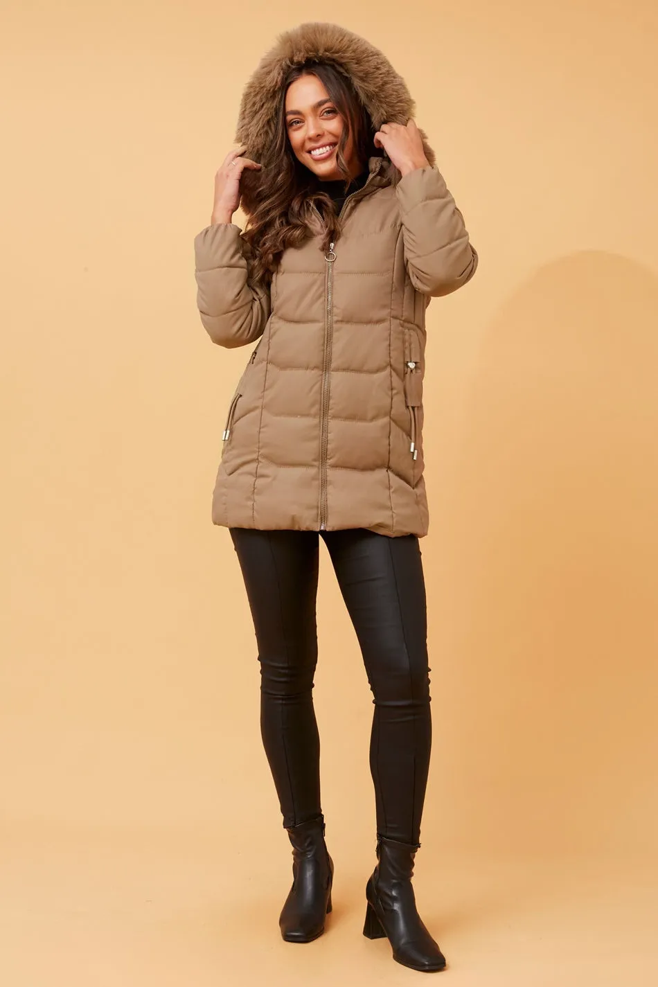 ELAINE FUR HOOD PUFFER COAT