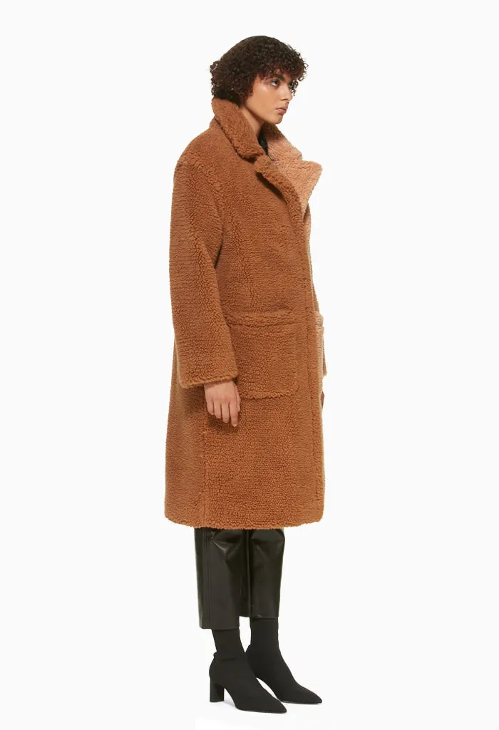 ELAINE - TWO TONED SHERPA TEDDY COAT OVERSIZED, DOUBLE-BREASTED