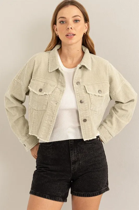 Extra Passion Corduroy Crop Jacket Cream