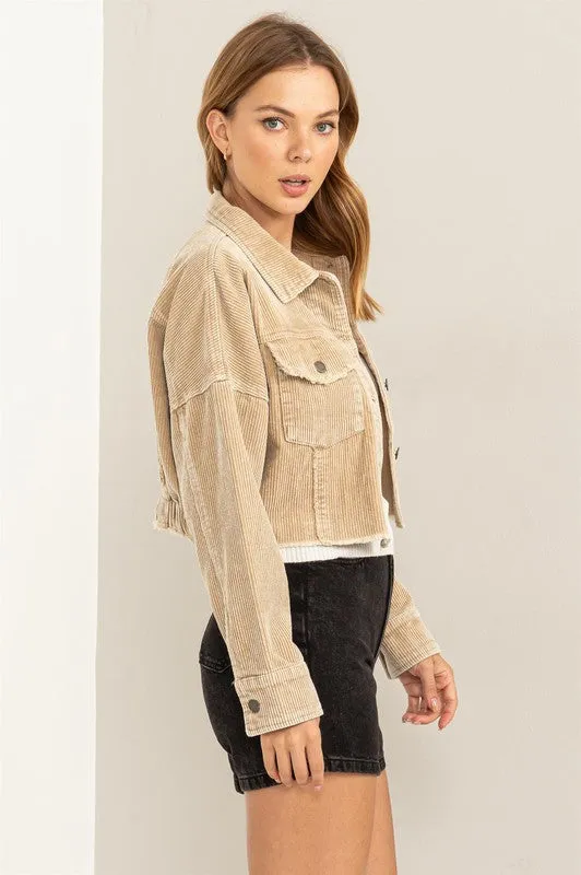 Extra Passion Corduroy Crop Jacket Cream