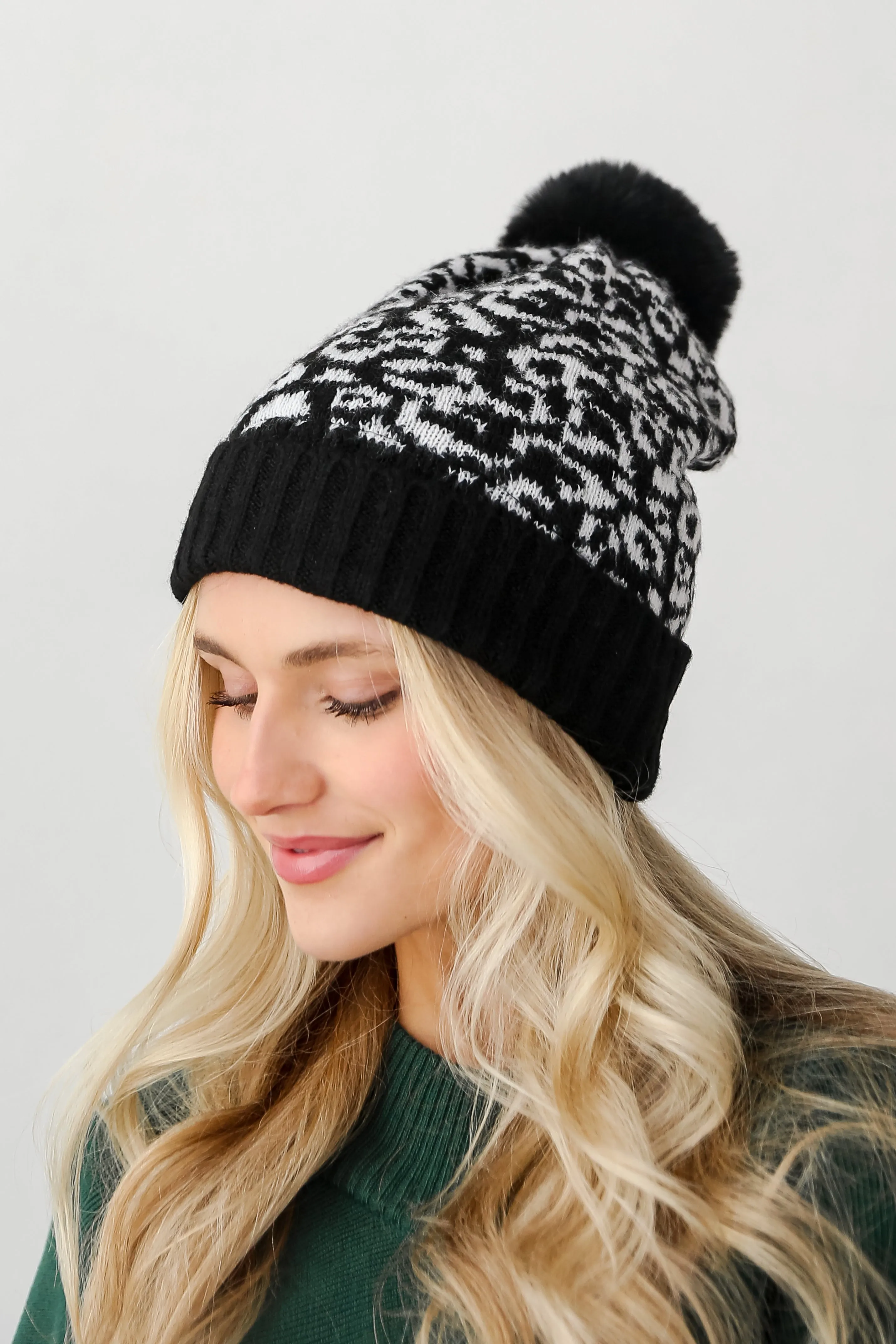 FINAL SALE - Adorably Cozy Leopard Pom Pom Beanie - DOORBUSTER