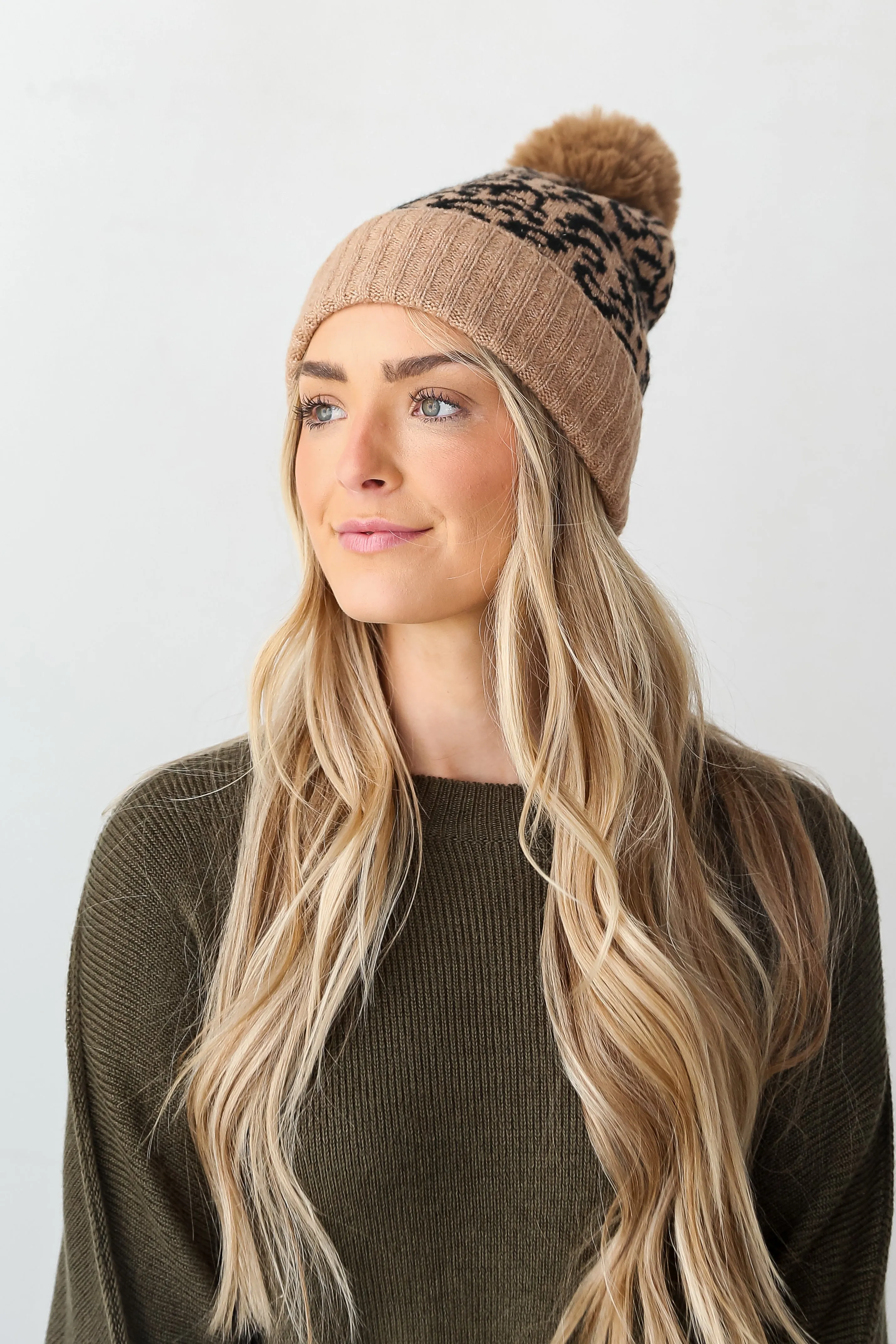 FINAL SALE - Adorably Cozy Leopard Pom Pom Beanie - DOORBUSTER