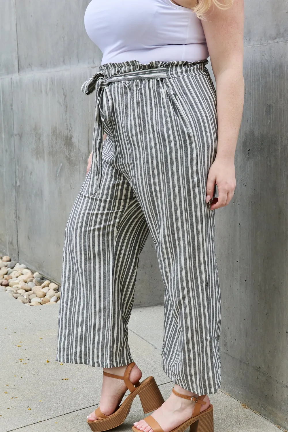 Find Your Path Paperbag Waist Striped Culotte Pants