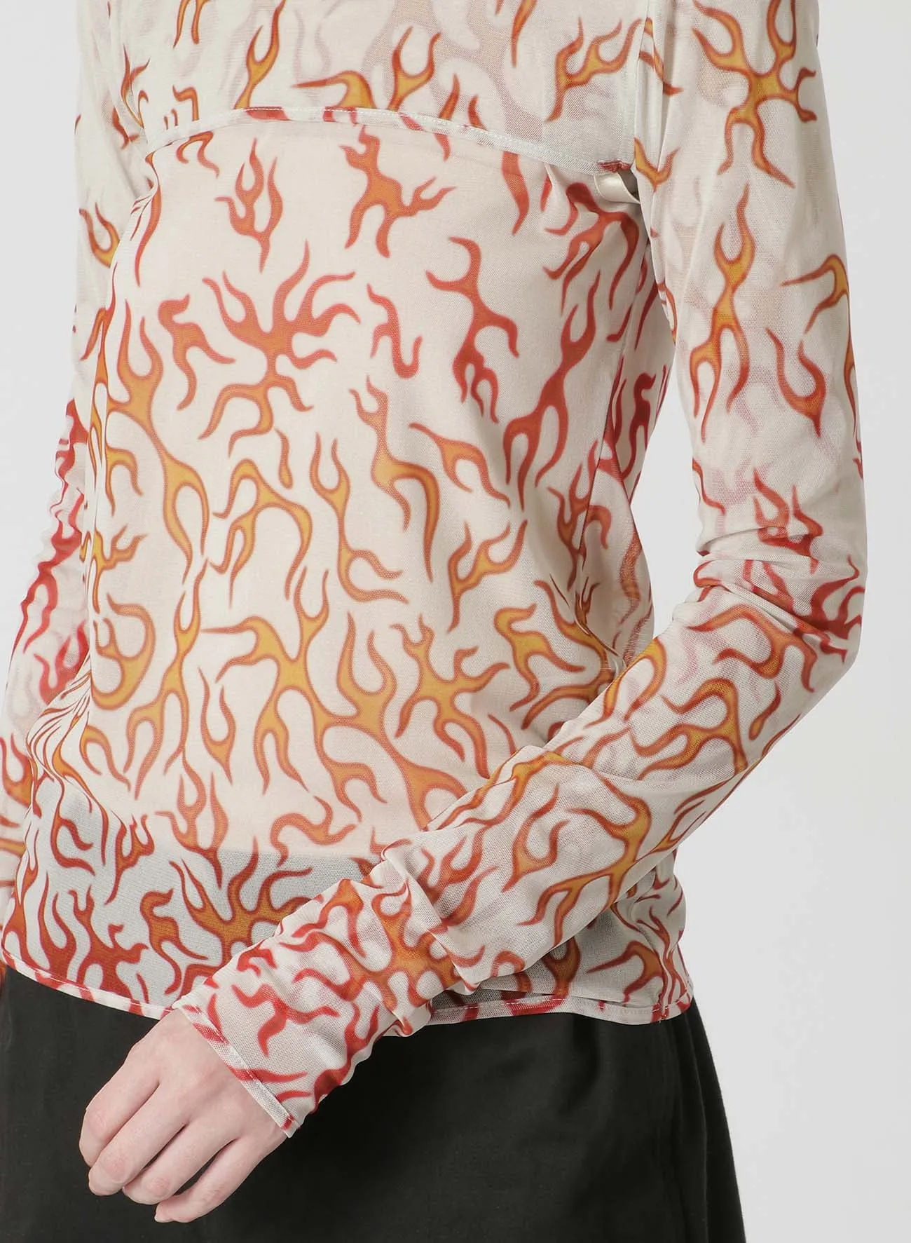 FIRE PRINT EXTREME CROP TOP WITH MOCK TURTLENECK