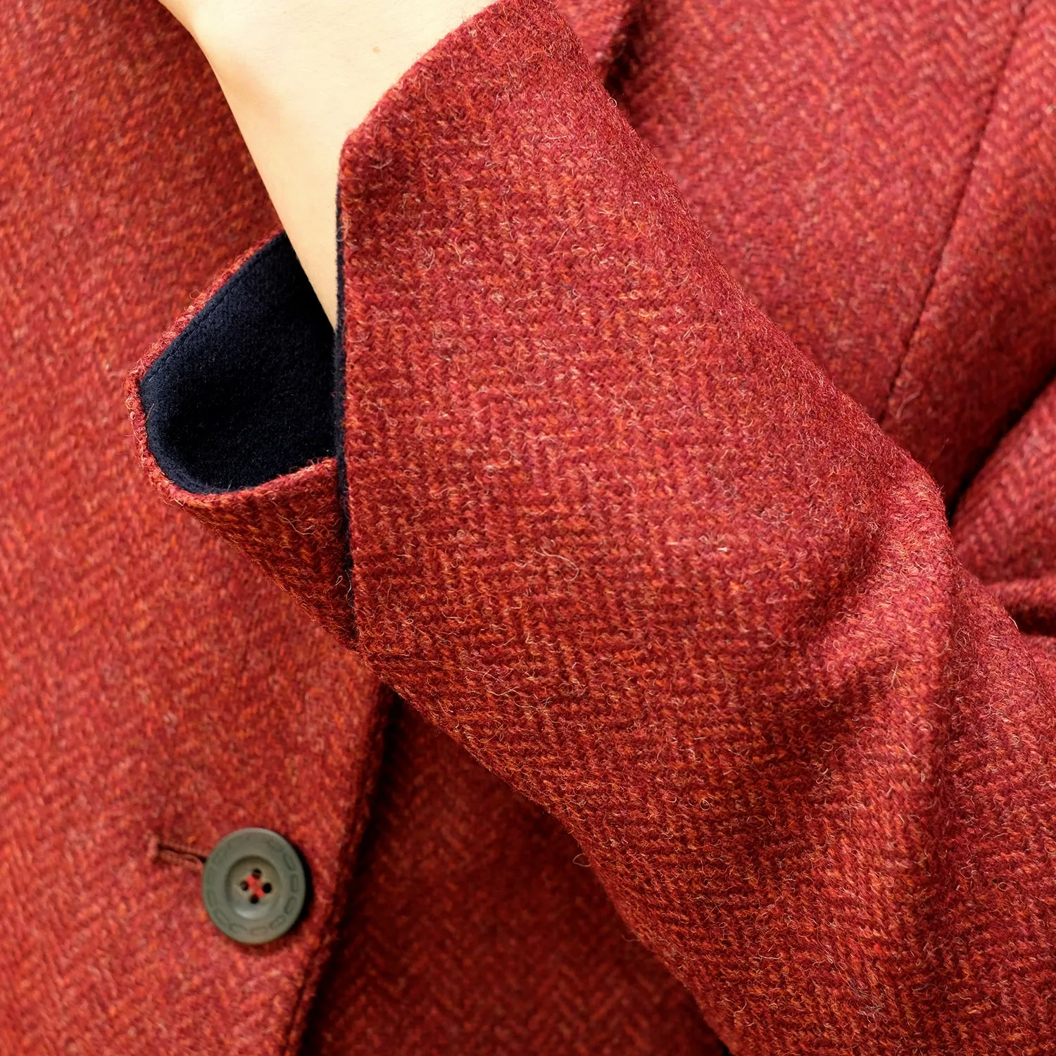 Fitted Tweed Coat in Rust Herringbone