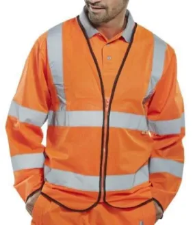 Flame Retardant Long Sleeve Hi Vis Zipped Vest Jerkin Class 3 - Beeswift Cfrpkj