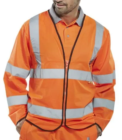 Flame Retardant Long Sleeve Hi Vis Zipped Vest Jerkin Class 3 - Beeswift Cfrpkj