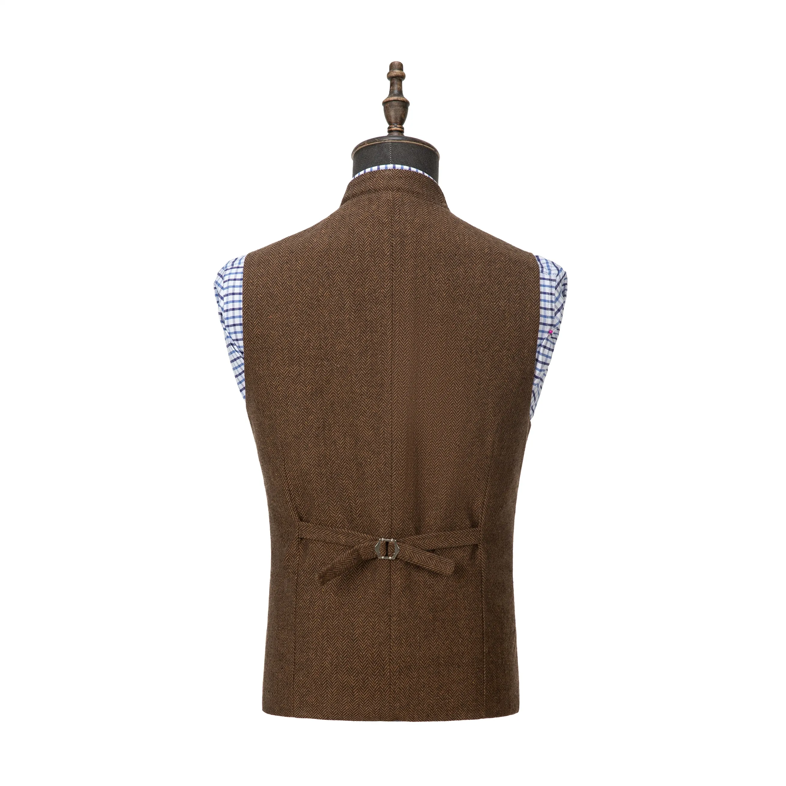 Formal Men's Slim Fit herringbone Stand Collar Waistcoat