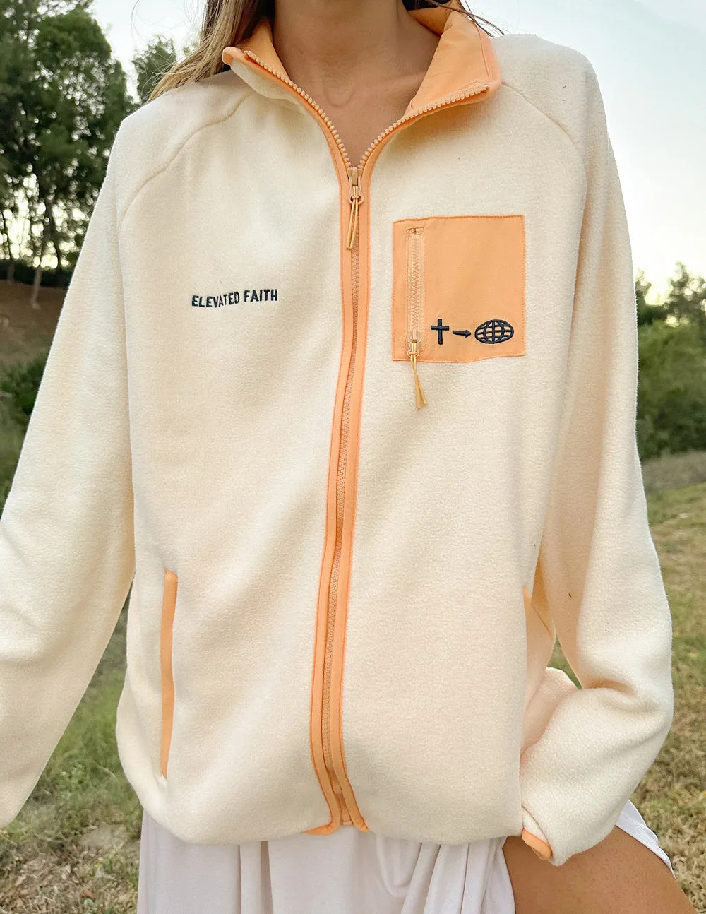 Full-Zip Cream Fleece Jacket