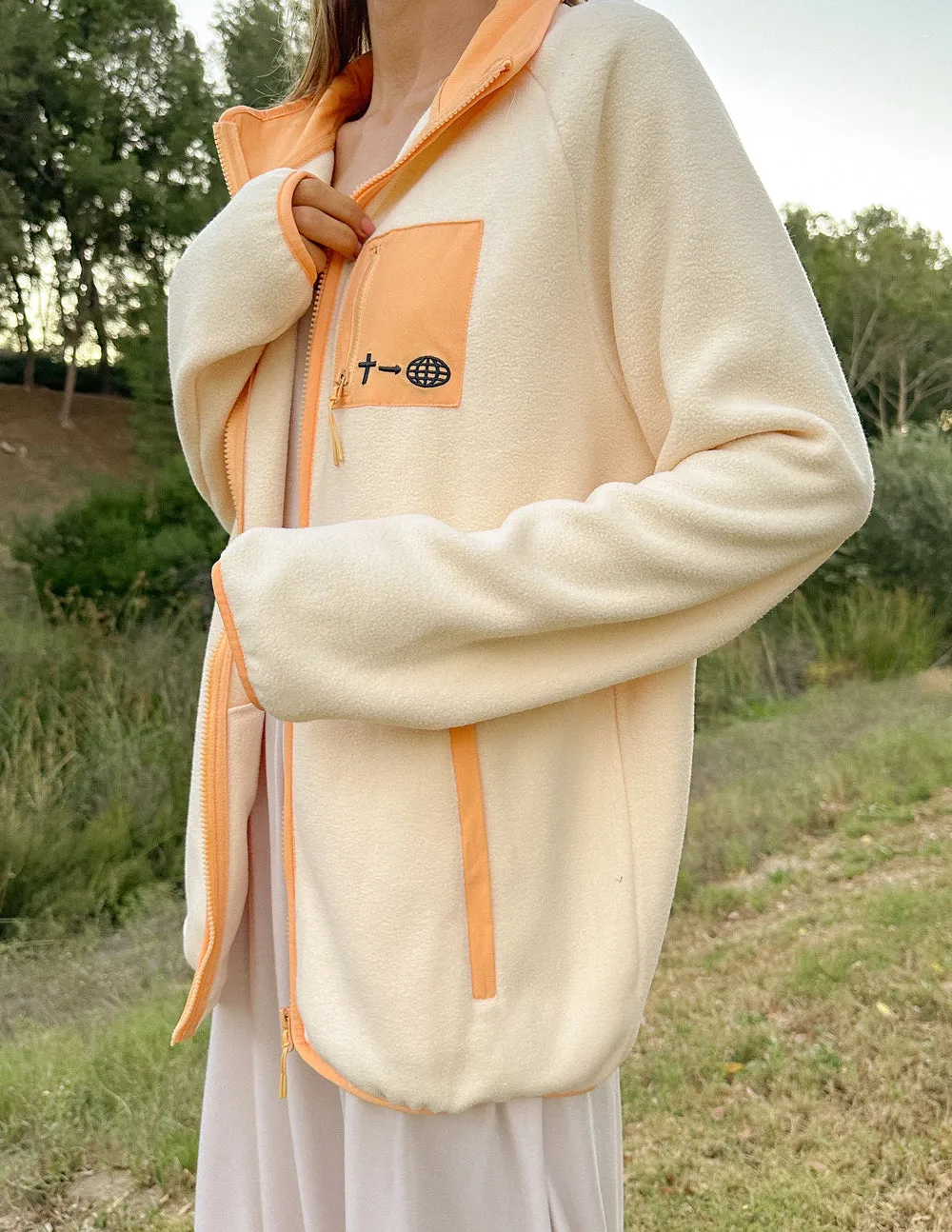 Full-Zip Cream Fleece Jacket