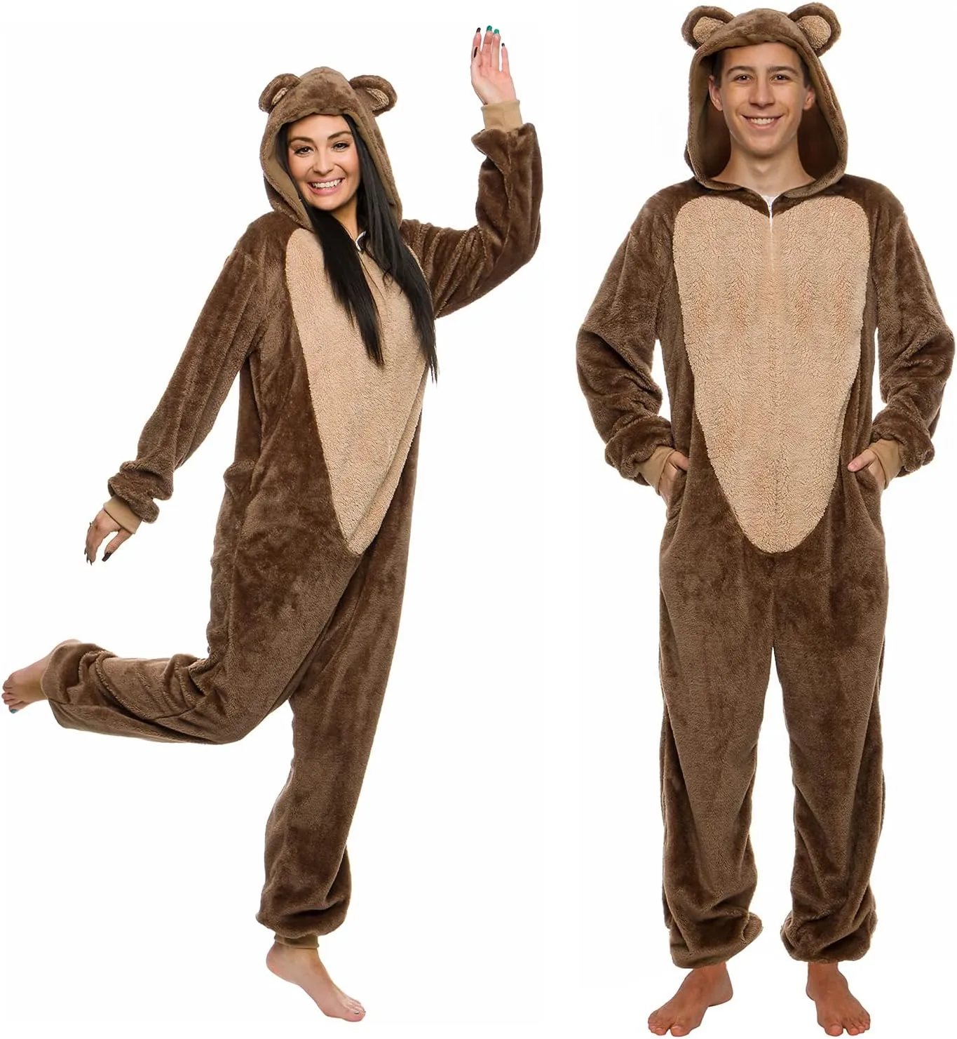 Funny Slim Fit Sherpa Adult Animal Halloween Costume - Plush One Piece Cosplay Suit for Women and Men