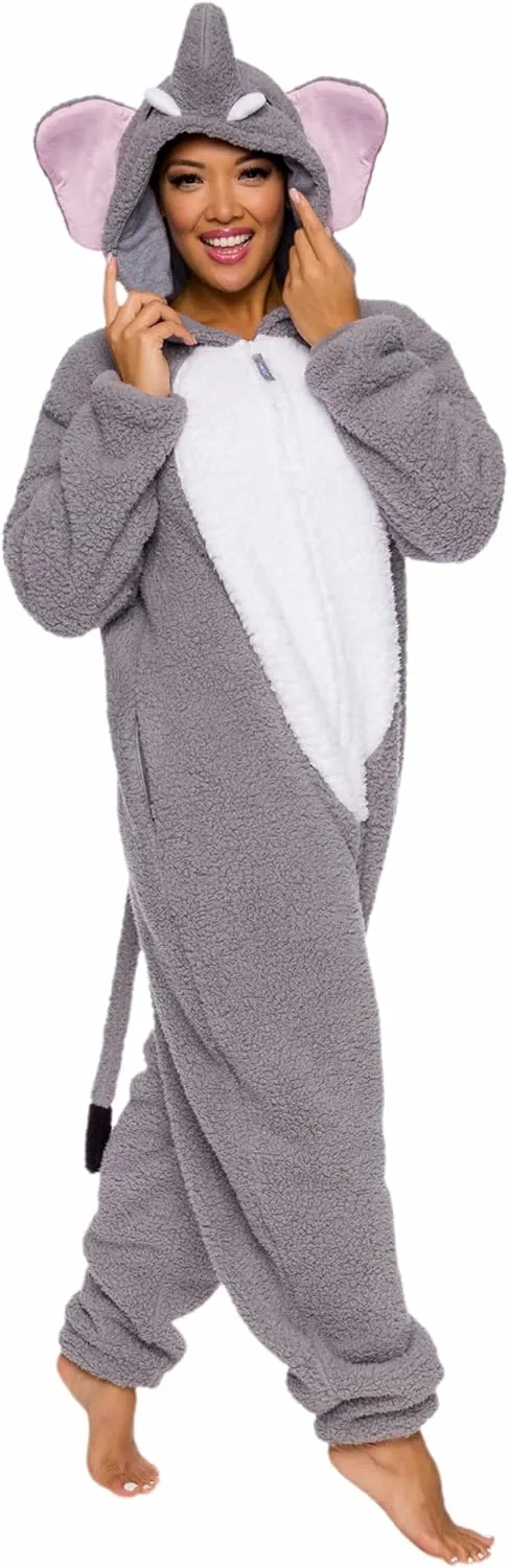 Funny Slim Fit Sherpa Adult Animal Halloween Costume - Plush One Piece Cosplay Suit for Women and Men