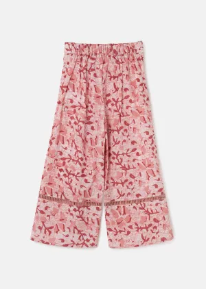 Girls Floral Printed Pink Culottes