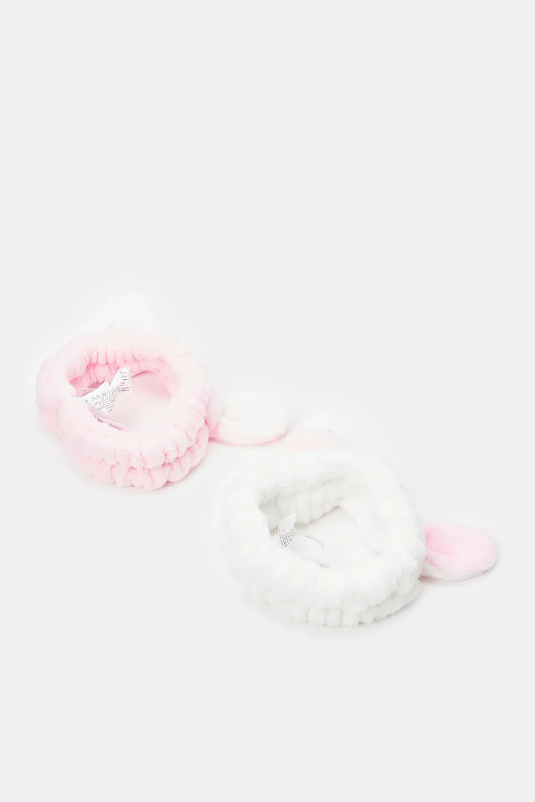 Girls White And Pink Embellished Head Warmer (Pack Of 2)