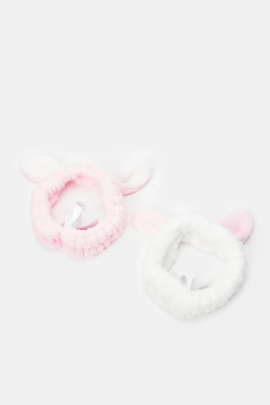 Girls White And Pink Embellished Head Warmer (Pack Of 2)