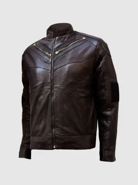 Gold Zipper Brown Jacket