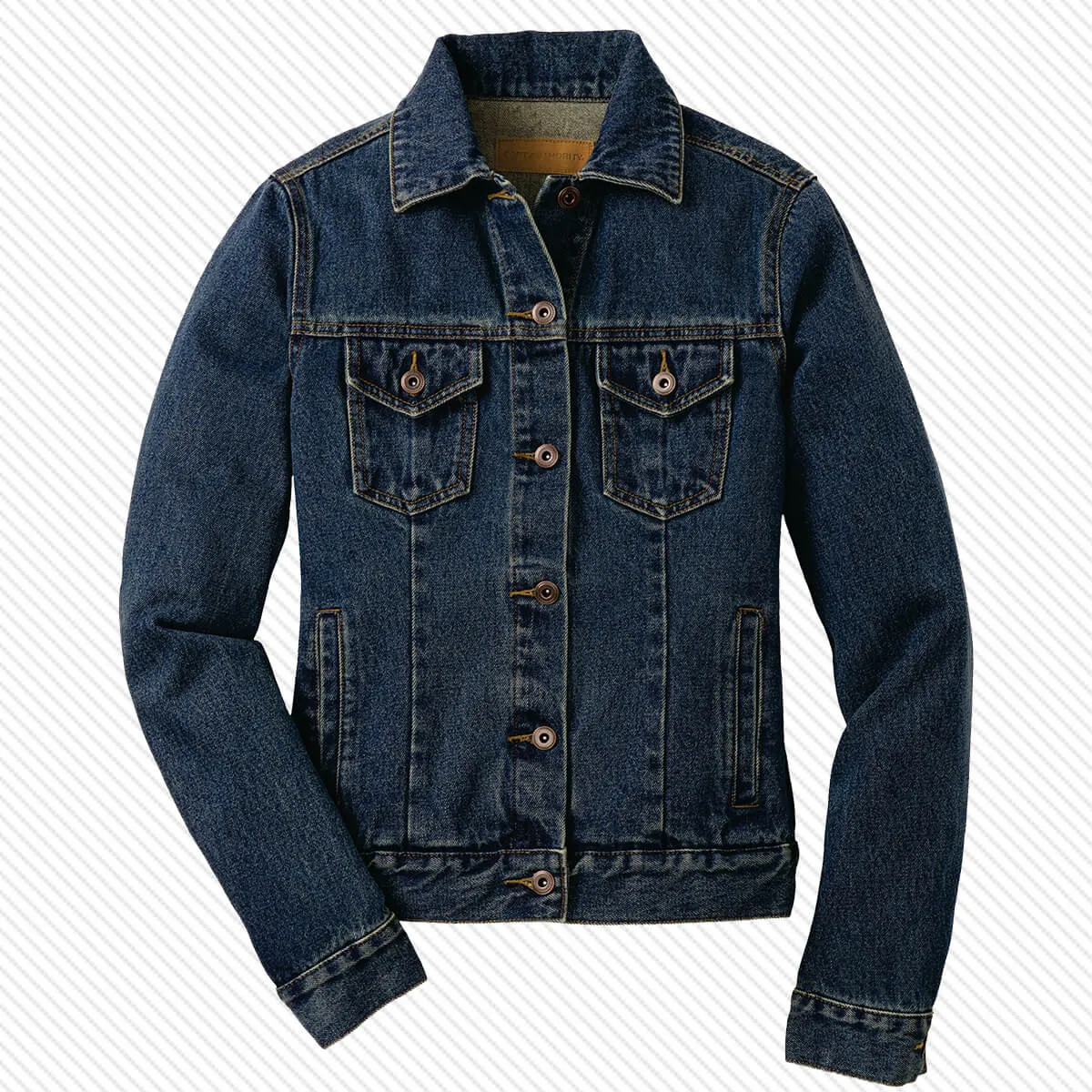 Greek Stonewashed Indigo Denim Jacket, Embroidered Scripted Text - Port Authority J7620 - EMB