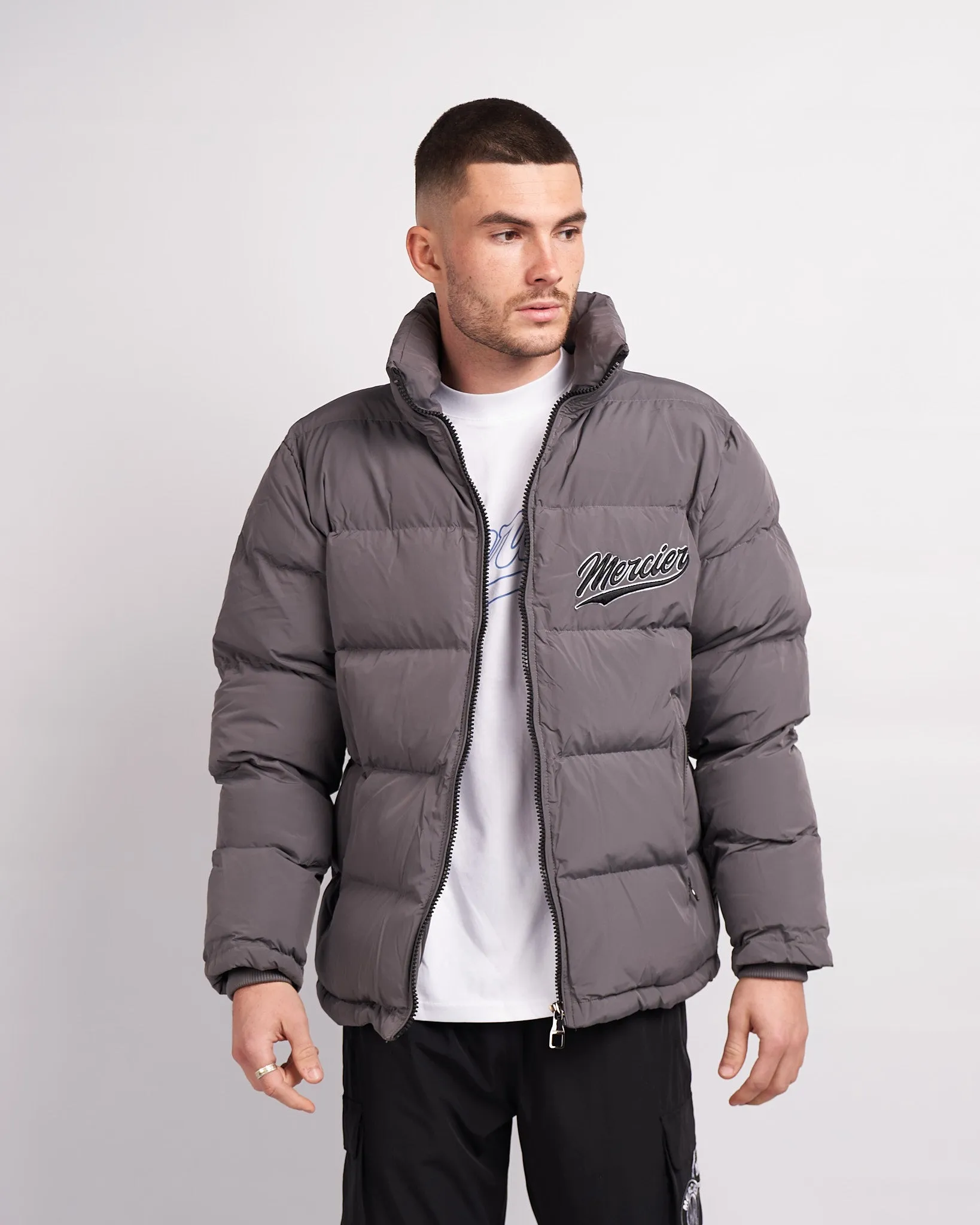 Grey Black Teams Puffer Jacket