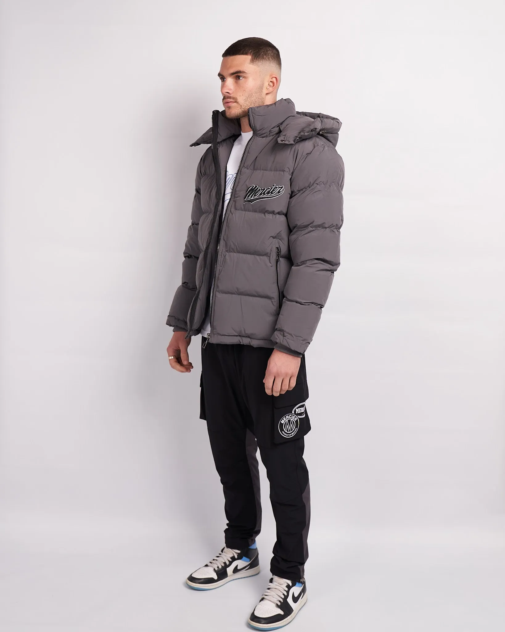 Grey Black Teams Puffer Jacket