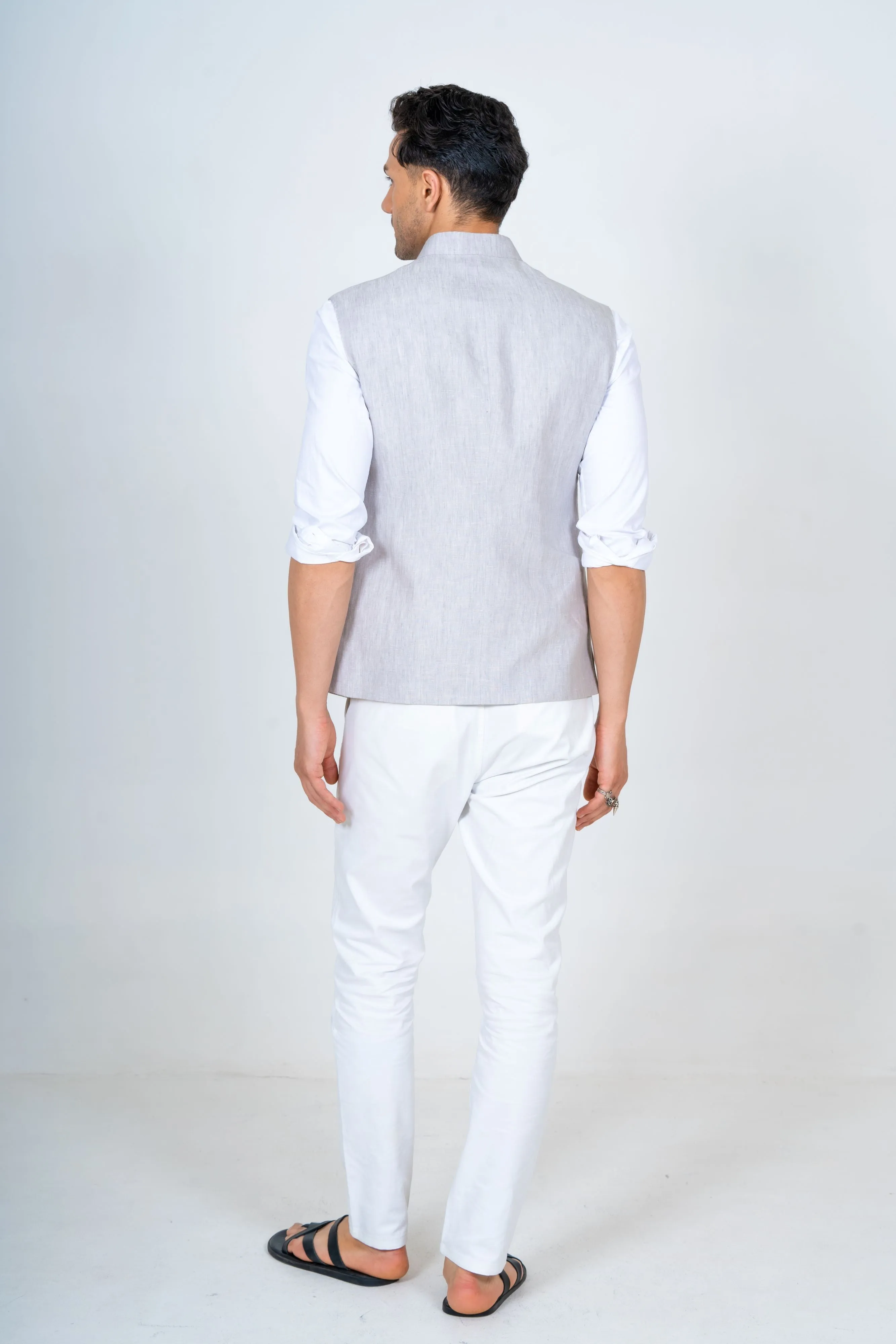 Grey Linen Nehru Jacket