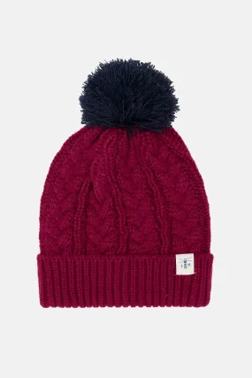 Hannah Bobble Hat - Redcurrant Navy