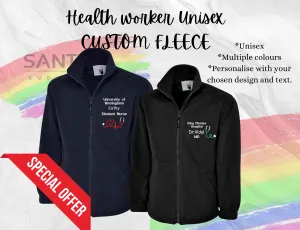 Healthworker stethoscope/ECG Custom personalised UNISEX full zip FLEECE jacket