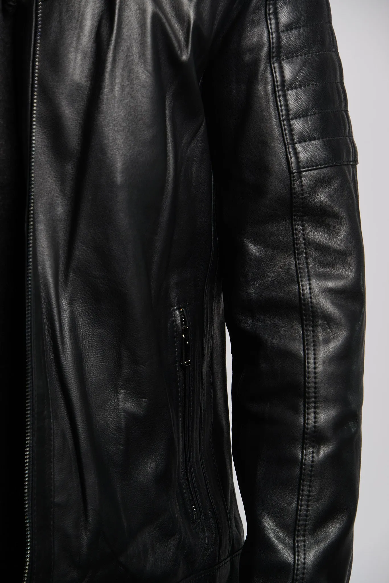 Holloway Moto Leather Jacket w/Hoody