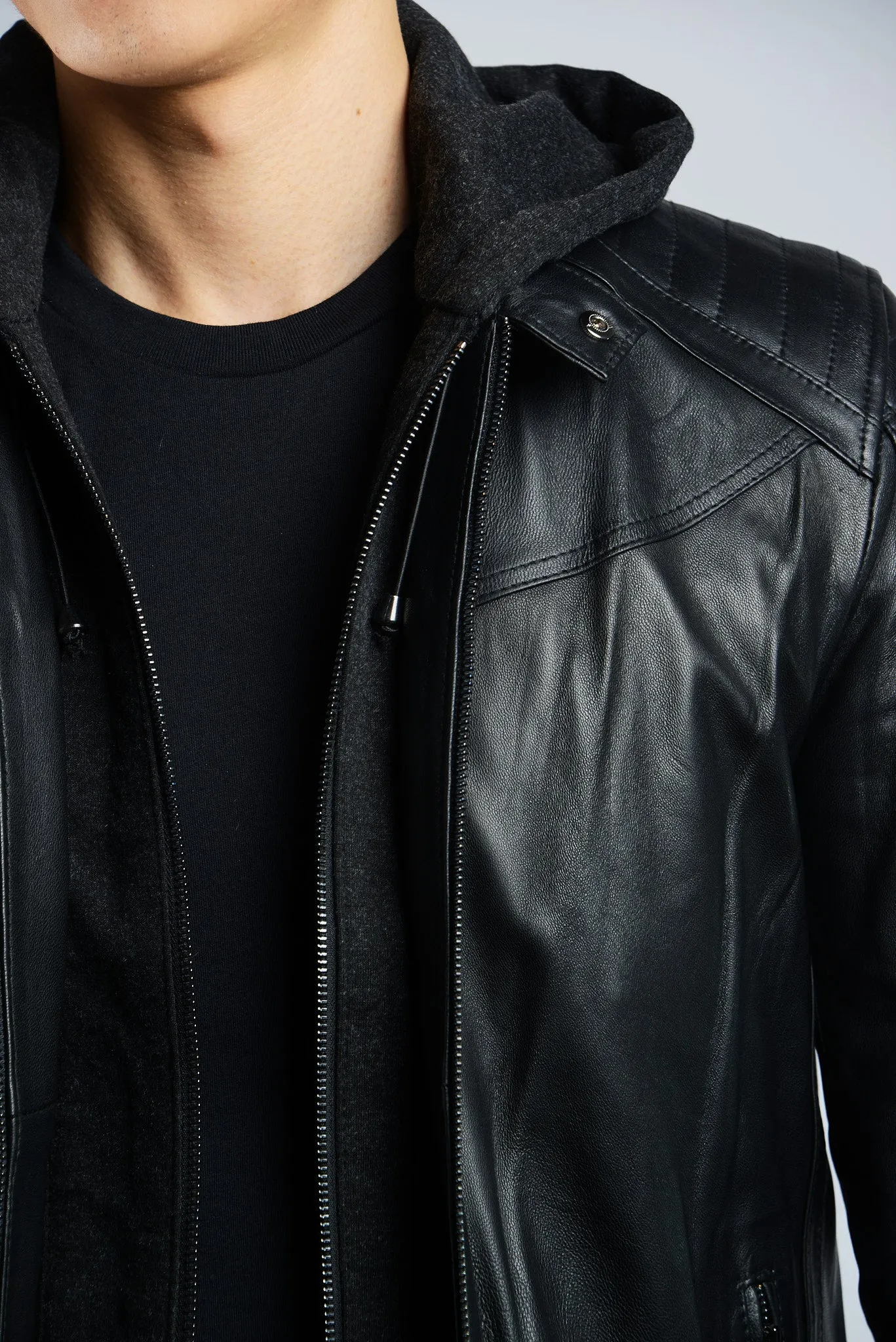 Holloway Moto Leather Jacket w/Hoody