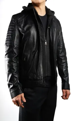 Holloway Moto Leather Jacket w/Hoody