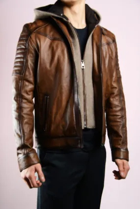 Holloway Moto Leather Jacket w/Hoody