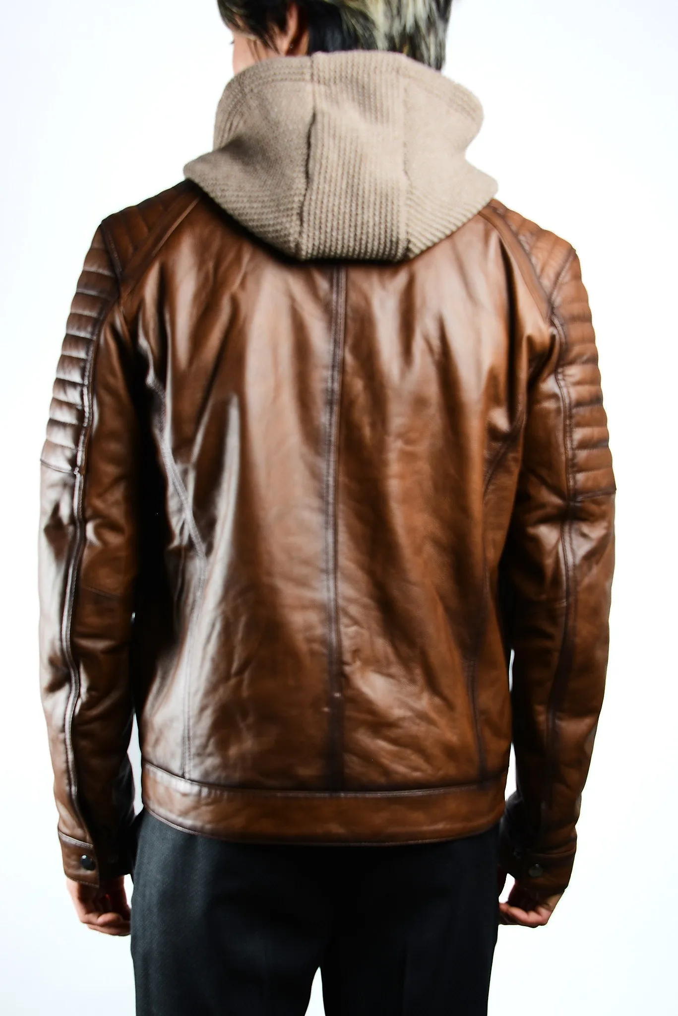 Holloway Moto Leather Jacket w/Hoody