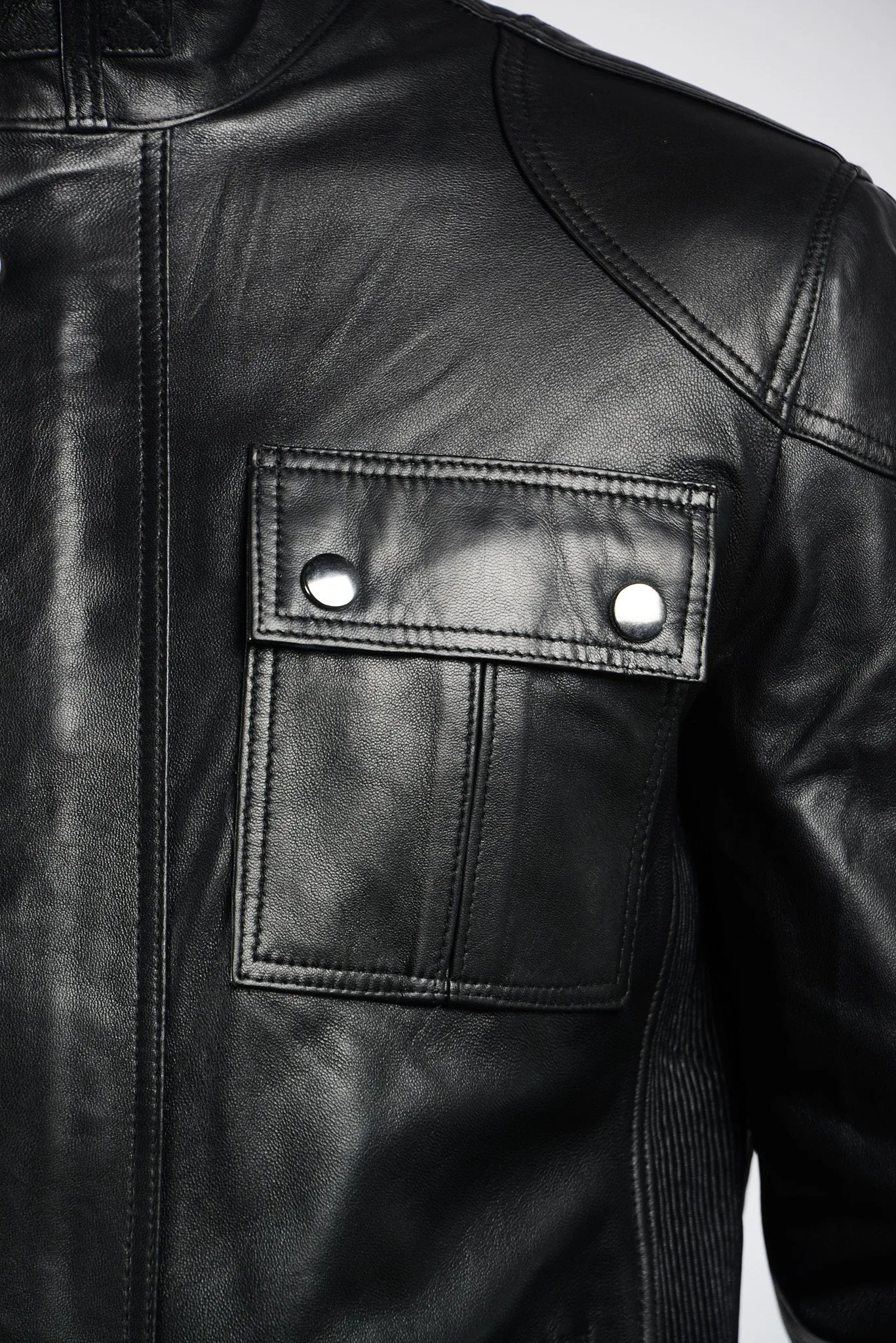 Holloway Stand Up Collar Moto Leather Jacket