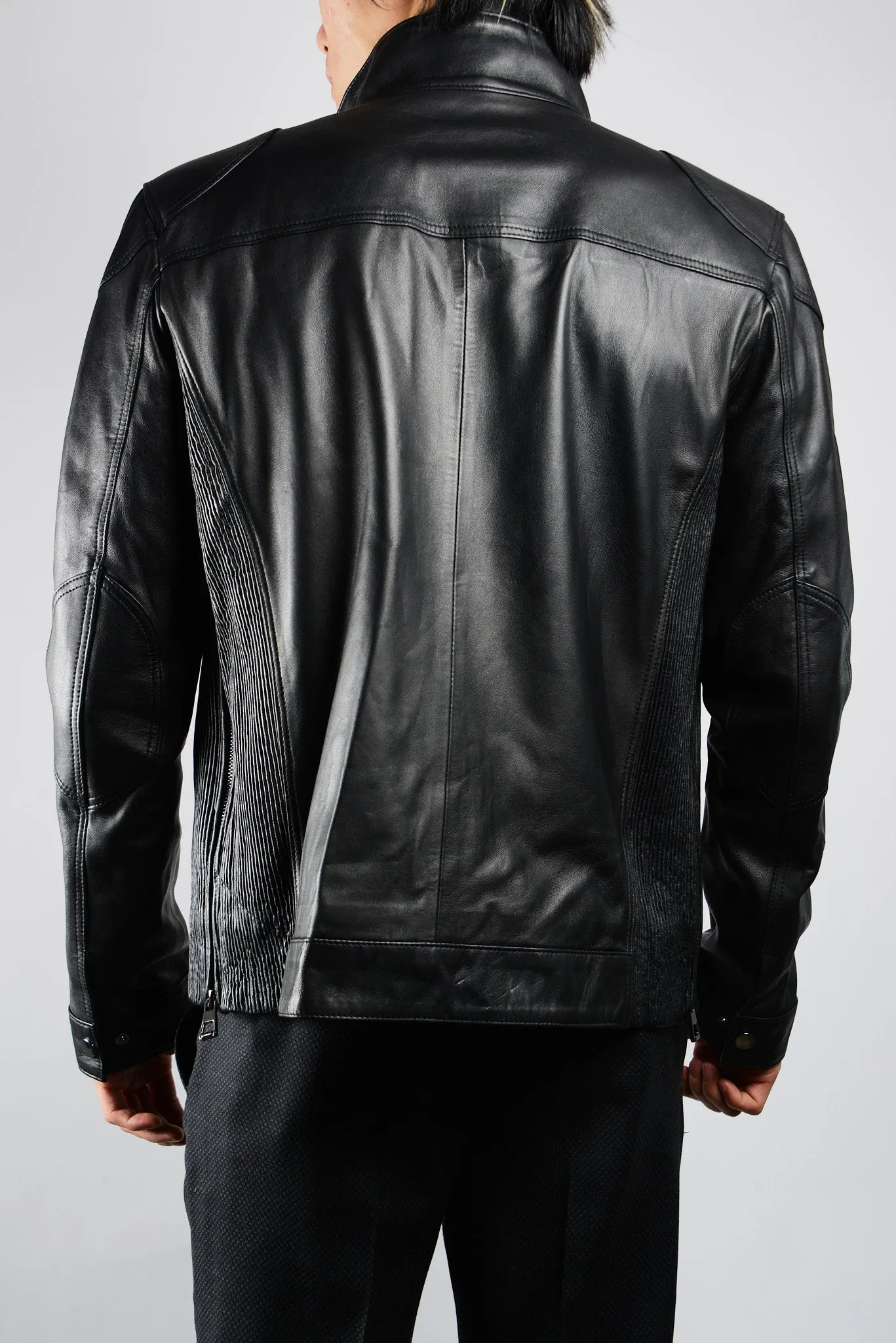 Holloway Stand Up Collar Moto Leather Jacket