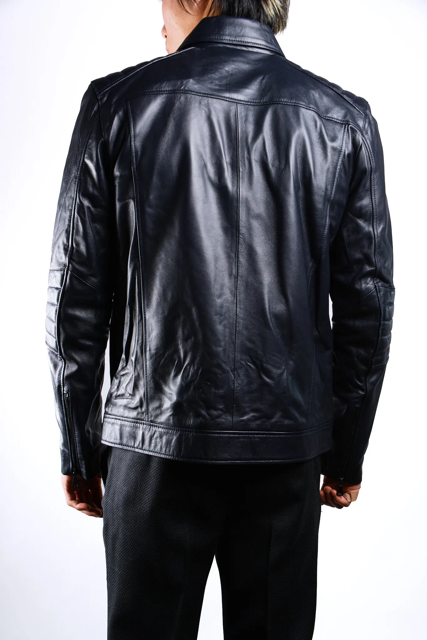 Holloway Stand Up Collar Moto Leather Jacket