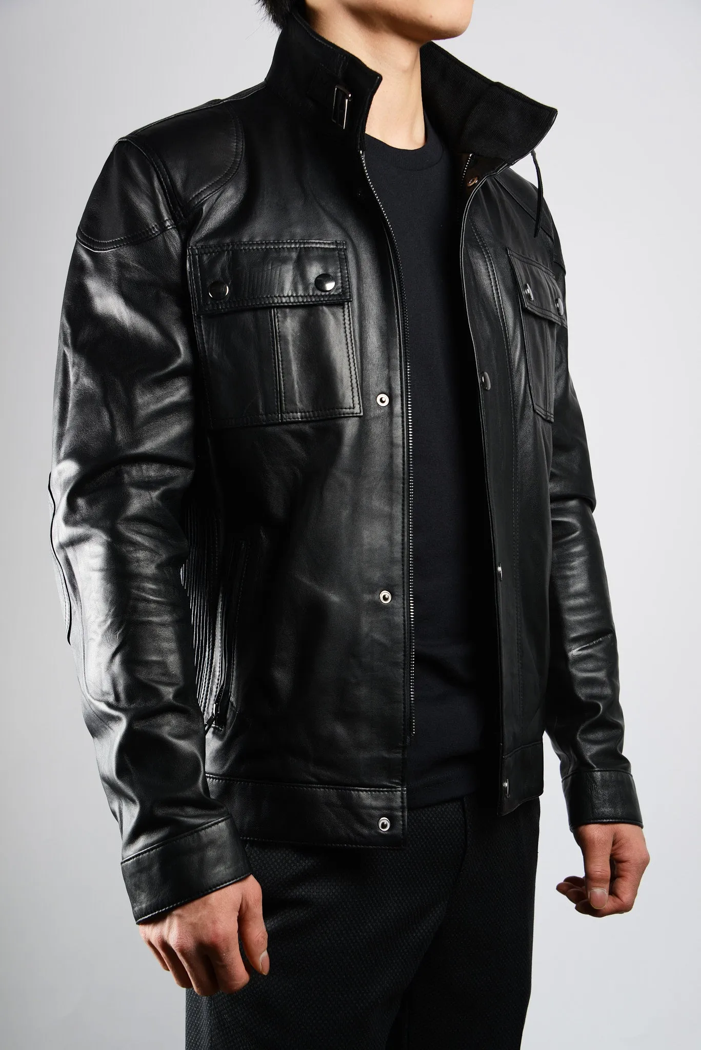 Holloway Stand Up Collar Moto Leather Jacket