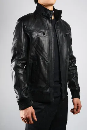 Holloway Stand Up Collar Moto Leather Jacket