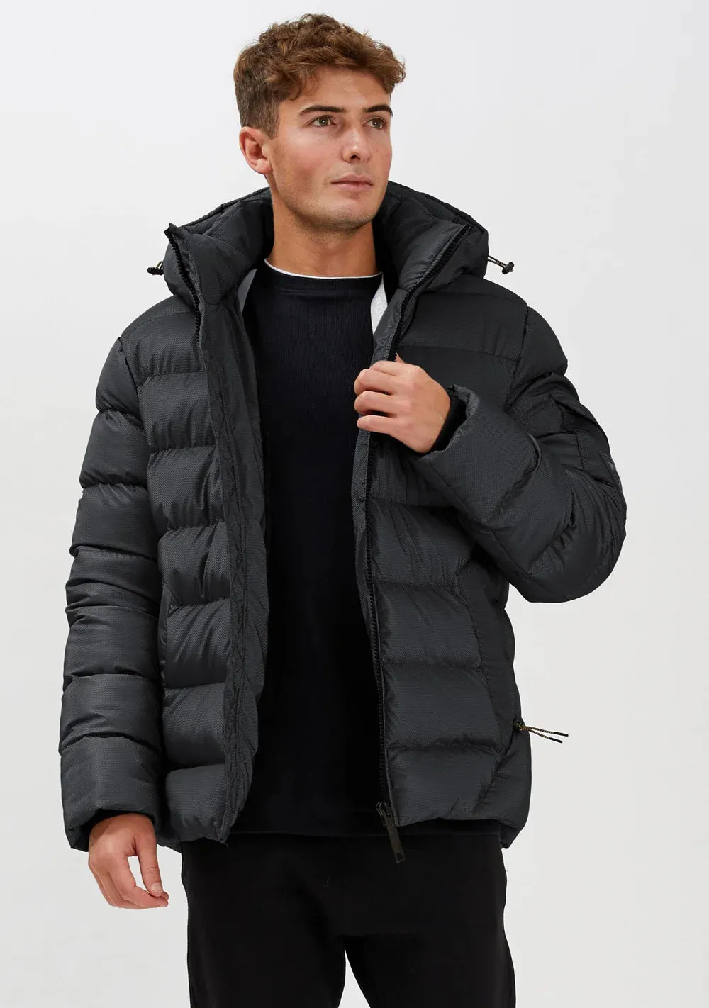 HOODED MATTE JACQUARD JACKET - Manteau matelassé pour hommes - Point Zero