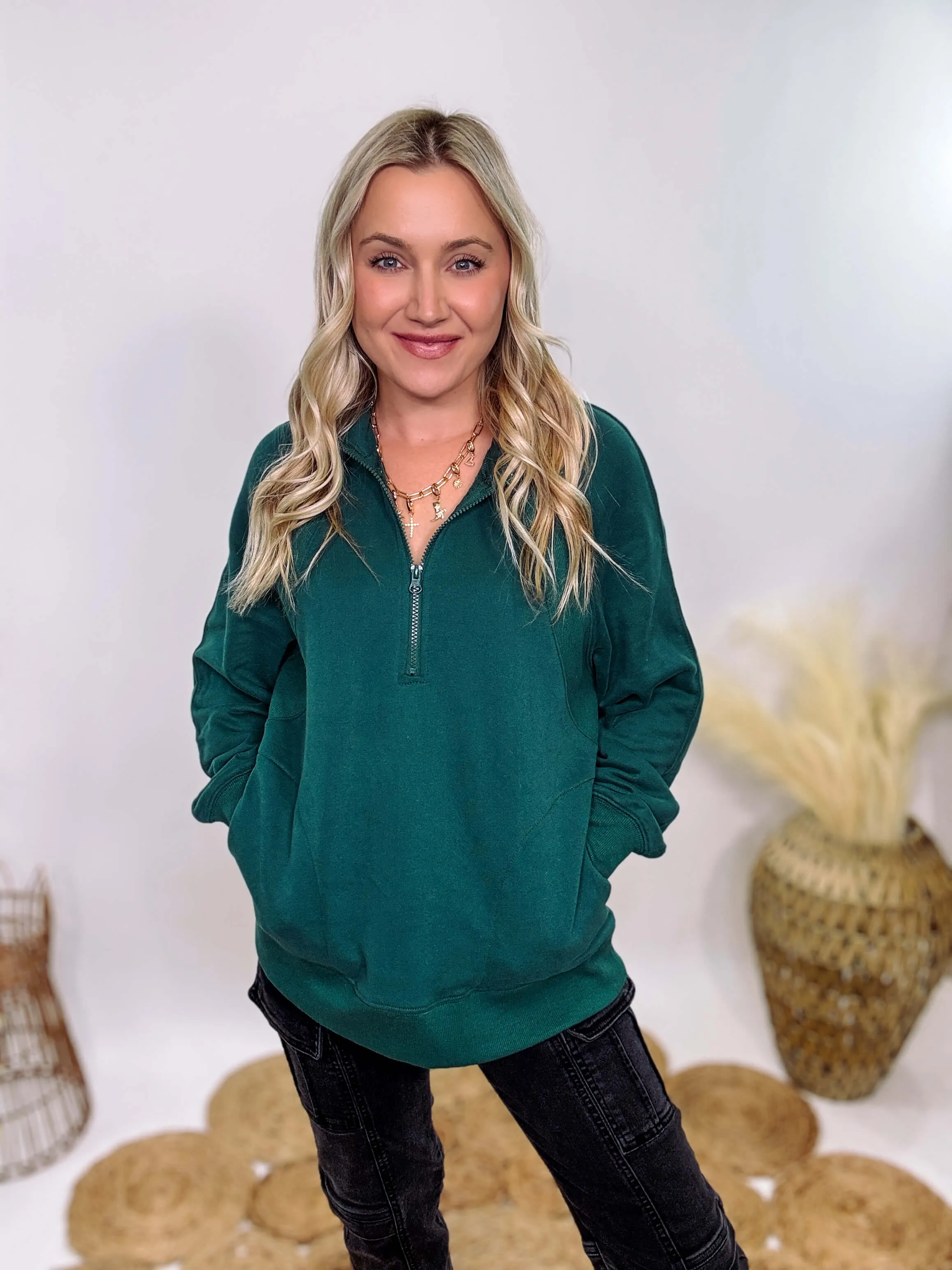 Hunter Green Quarter Zip Pullover