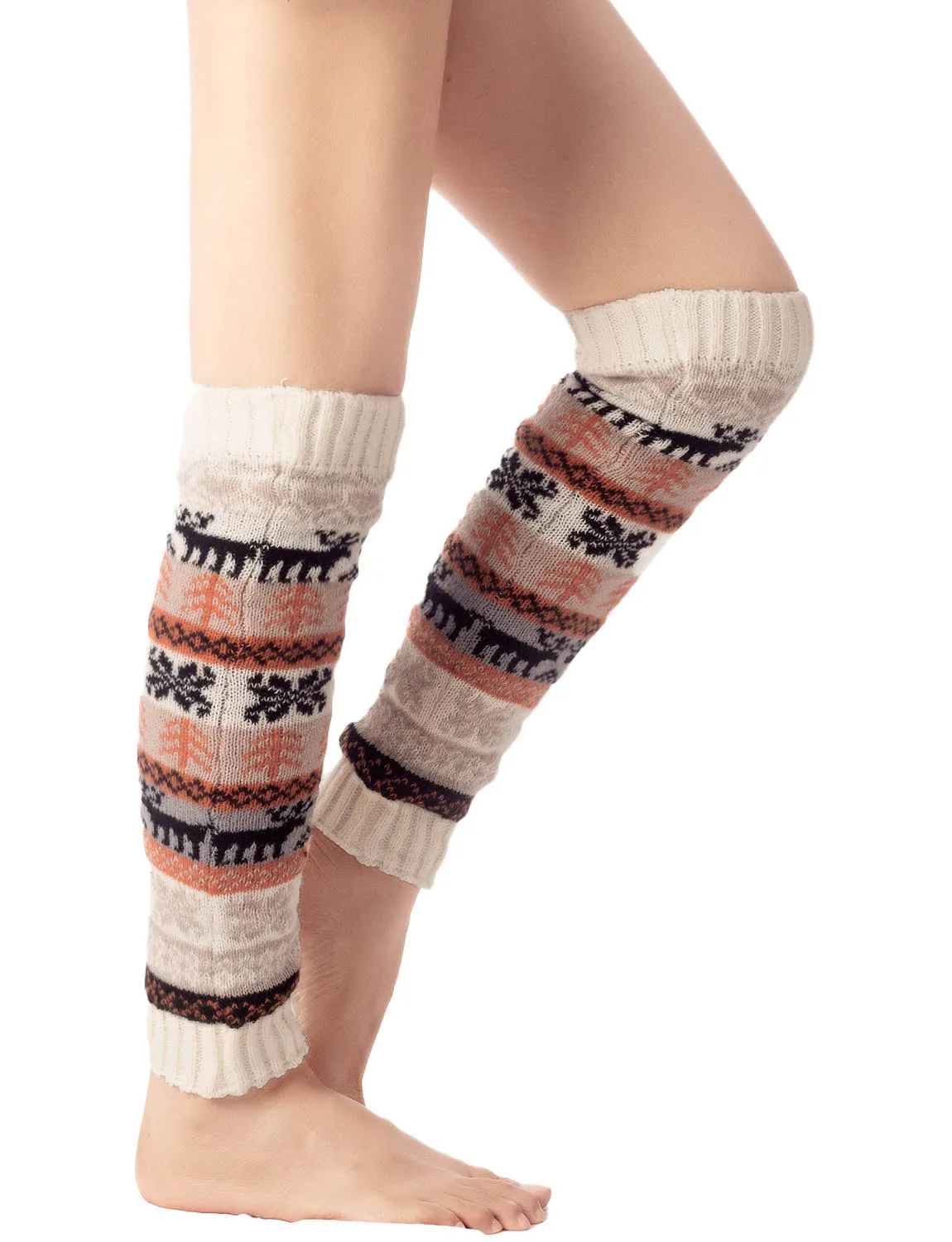 iB-iP Women's Ballet Dancer Stitching Holiday Pattern Stretchy Leg Warmer