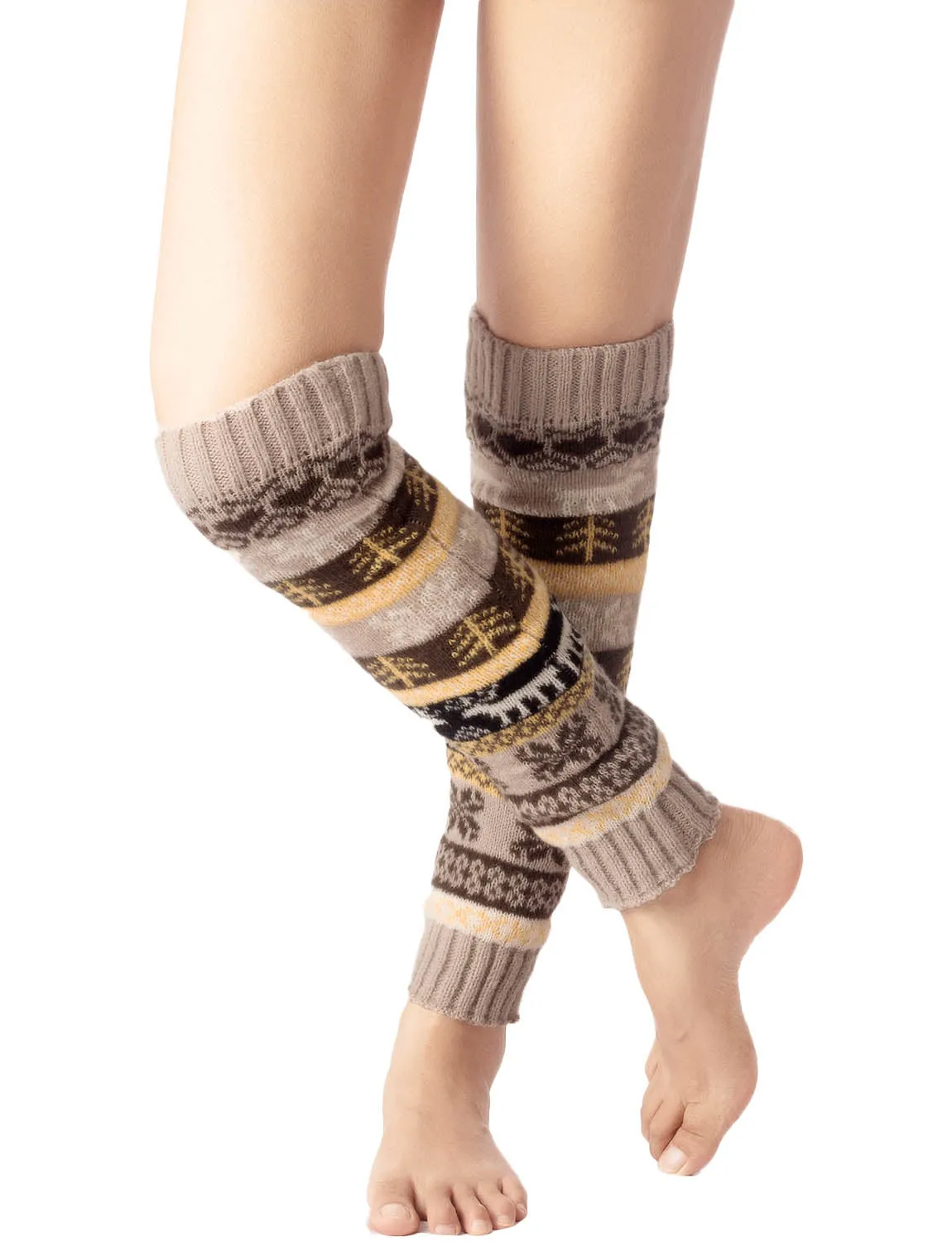 iB-iP Women's Ballet Dancer Stitching Holiday Pattern Stretchy Leg Warmer